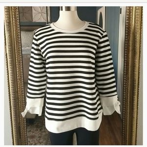 Gibson Black and White Sweatshirt with Poplin Bow